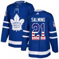 Toronto Maple Leafs #21 Borje Salming Authentic Royal Blue USA Flag Fashion NHL Jersey