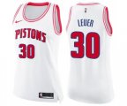 Women's Detroit Pistons #30 Jon Leuer Swingman White Pink Fashion Basketball Jersey