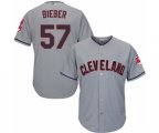 Cleveland Indians #57 Shane Bieber Replica Grey Road Cool Base Baseball Jersey