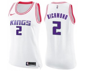 Women\'s Sacramento Kings #2 Mitch Richmond Swingman White Pink Fashion Basketball Jersey