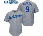 Los Angeles Dodgers #9 Yasmani Grandal Replica Grey Road Cool Base Baseball Jersey