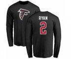 Atlanta Falcons #2 Matt Ryan Black Name & Number Logo Long Sleeve T-Shirt