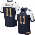 Dallas Cowboys #11 Cole Beasley Elite Navy Gold Throwback Alternate NFL Jersey