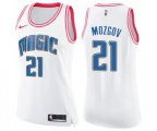 Women's Orlando Magic #21 Timofey Mozgov Swingman White Pink Fashion Basketball Jersey
