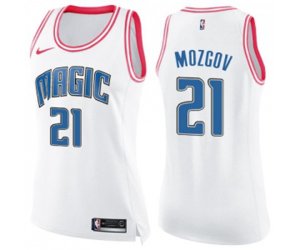 Women\'s Orlando Magic #21 Timofey Mozgov Swingman White Pink Fashion Basketball Jersey