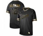 Baltimore Orioles #12 Roberto Alomar Authentic Black Gold Fashion Baseball Jersey