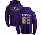 Baltimore Ravens #65 Nico Siragusa Purple Name & Number Logo Pullover Hoodie