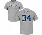 New York Yankees #34 J.A. Happ Gray Name & Number T-Shirt