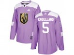 Vegas Golden Knights #5 Deryk Engelland Purple Authentic Fights Cancer Stitched NHL Jersey