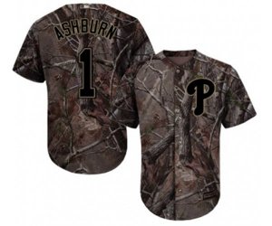 Philadelphia Phillies #1 Richie Ashburn Authentic Camo Realtree Collection Flex Base Baseball Jersey