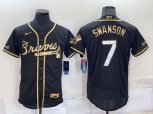 Atlanta Braves #7 Dansby Swanson Black Gold Stitched MLB Flex Base Nike Jersey