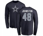 Dallas Cowboys #48 Daryl Johnston Navy Blue Name & Number Logo Long Sleeve T-Shirt