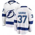 Tampa Bay Lightning #37 Yanni Gourde Fanatics Branded White Away Breakaway NHL Jersey