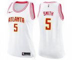 Women's Atlanta Hawks #5 Josh Smith Swingman White Pink Fashion Basketball Jersey