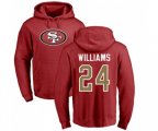 San Francisco 49ers #24 K'Waun Williams Red Name & Number Logo Pullover Hoodie