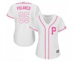 Women's Pittsburgh Pirates #25 Gregory Polanco Authentic White Fashion Cool Base Baseball Jersey