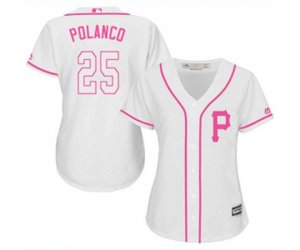 Women\'s Pittsburgh Pirates #25 Gregory Polanco Authentic White Fashion Cool Base Baseball Jersey
