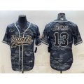 New Orleans Saints #13 Michael Thomas Grey Camo With Patch Cool Base Stitched Baseball Jersey