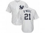 New York Yankees #21 Paul O'Neill Authentic White Team Logo Fashion MLB Jersey