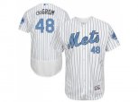 New York Mets #48 Jacob DeGrom White(Blue Strip) Flexbase Authentic Collection Stitched Baseball Jersey
