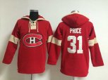 Montreal Canadiens #31 Carey Price Red-Cream Pullover Hooded