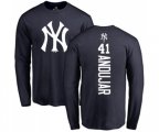Baseball New York Yankees #41 Miguel Andujar Navy Blue Backer Long Sleeve T-Shirt