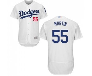 Los Angeles Dodgers #55 Russell Martin White Home Flex Base Authentic Collection Baseball Jersey