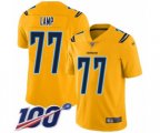 Los Angeles Chargers #77 Forrest Lamp Limited Gold Inverted Legend 100th Season Football Jersey