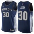 Detroit Pistons #30 Jon Leuer Authentic Navy Blue NBA Jersey - City Edition