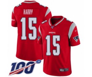 New England Patriots #15 N\'Keal Harry Limited Red Inverted Legend 100th Season Football Jersey