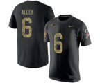 New England Patriots #6 Ryan Allen Black Camo Salute to Service T-Shirt