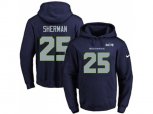 Seattle Seahawks #25 Richard Sherman Navy Blue Name & Number Pullover NFL Hoodie
