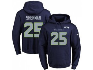 Seattle Seahawks #25 Richard Sherman Navy Blue Name & Number Pullover NFL Hoodie