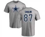 Dallas Cowboys #87 Geoff Swaim Ash Name & Number Logo T-Shirt