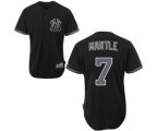 New York Yankees #7 Mickey Mantle Authentic Black Fashion Baseball Jersey