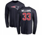 New England Patriots #33 Joejuan Williams Navy Blue Name & Number Logo Long Sleeve T-Shirt