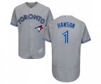 Toronto Blue Jays #1 Alen Hanson Grey Road Flex Base Authentic Collection Baseball Jersey