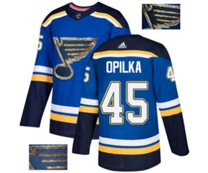 Adidas St. Louis Blues #45 Luke Opilka Authentic Royal Blue Fashion Gold NHL Jersey