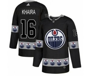 Edmonton Oilers #16 Jujhar Khaira Authentic Black Team Logo Fashion NHL Jersey