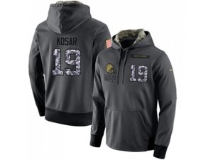 Cleveland Browns #19 Bernie Kosar Stitched Black Anthracite Salute to Service Player Performance Hoodie