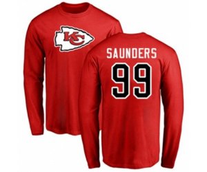 Kansas City Chiefs #99 Khalen Saunders Red Name & Number Logo Long Sleeve T-Shirt