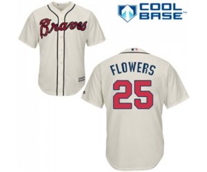 Atlanta Braves #25 Tyler Flowers Replica Cream Alternate 2 Cool Base Baseball Jersey