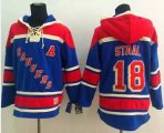 New York Rangers #18 Marc Staal Blue Sawyer Hooded Sweatshirt Stitched NHL Jersey