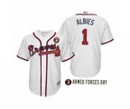2019 Armed Forces Day Ozzie Albies #1 Atlanta Braves White Cool Base Jersey