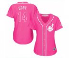 Women's Cleveland Indians #14 Larry Doby Authentic Pink Fashion Cool Base Baseball Jersey