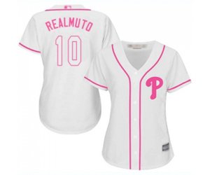 Women\'s Philadelphia Phillies #10 J. T. Realmuto Authentic White Fashion Cool Base Baseball Jersey