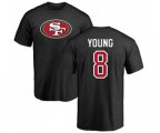 San Francisco 49ers #8 Steve Young Black Name & Number Logo T-Shirt