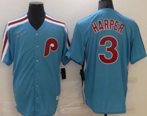 Nike Philadelphia Phillies #3 Bryce Harper Blue Cooperstown Collection Home Stitched Baseball Jersey