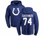 Indianapolis Colts #74 Anthony Castonzo Royal Blue Name & Number Logo Pullover Hoodie