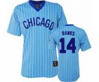 Chicago Cubs #14 Ernie Banks Replica Blue White Strip Cooperstown Throwback Baseball Jersey